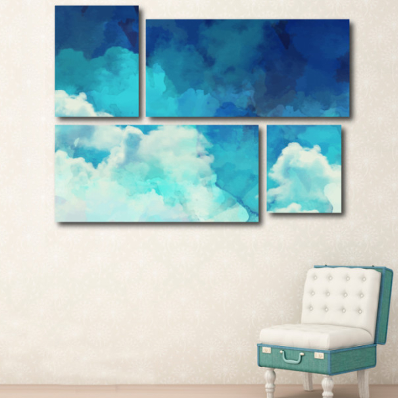 Τετράπτυχος πίνακας σε καμβά Σύννεφα